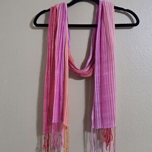 Pink Ombre Lightweight Women's Scarf With Tassels